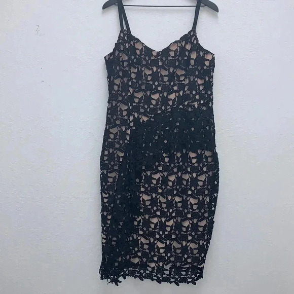 City Chic Illustrious Lace Dress Black/Cream Size 16 - Picture 2 of 7